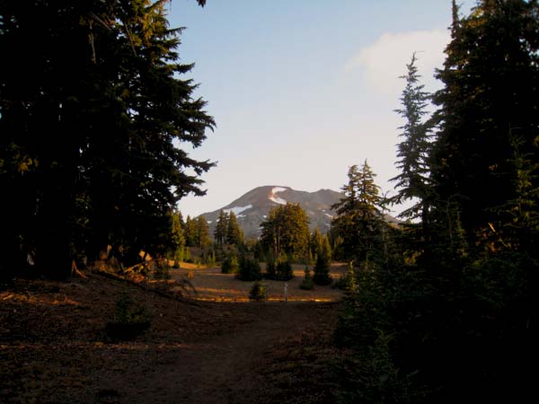 Our first view of the mountain after a mile and a half uphill climb