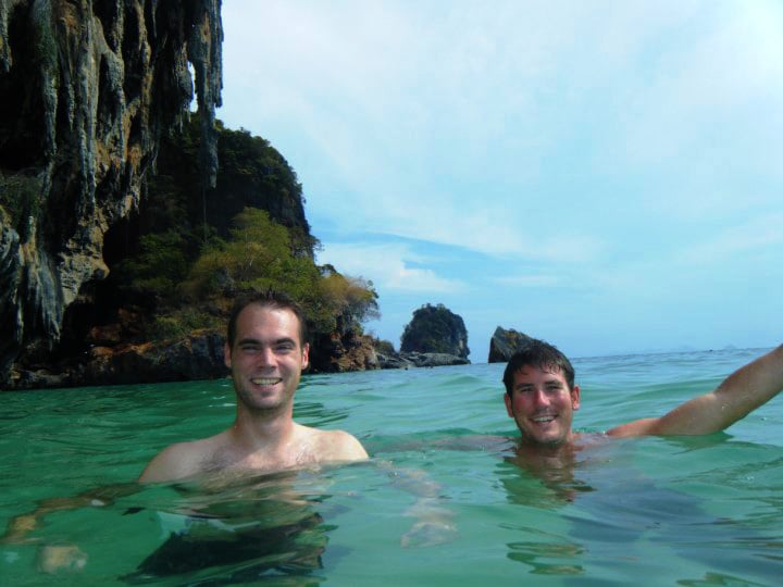 Ryan Martin and Sean Ogle swimming in Thailand