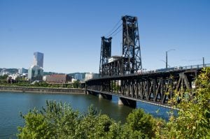 Portland, Oregon View of Steel Bridge in Portland Oregon