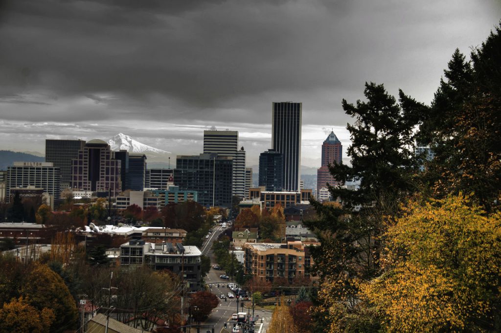 HDR photo of Mt Hood and Portland Oregon