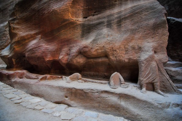 Camel carving in the Siq A carving of a camel caravan in the Siq at Petra, Jordan