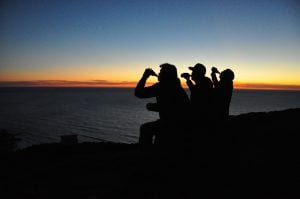 The crew celebrating a successful day shooting at Cape Perpetua