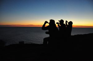 The crew celebrating a successful day shooting at Cape Perpetua