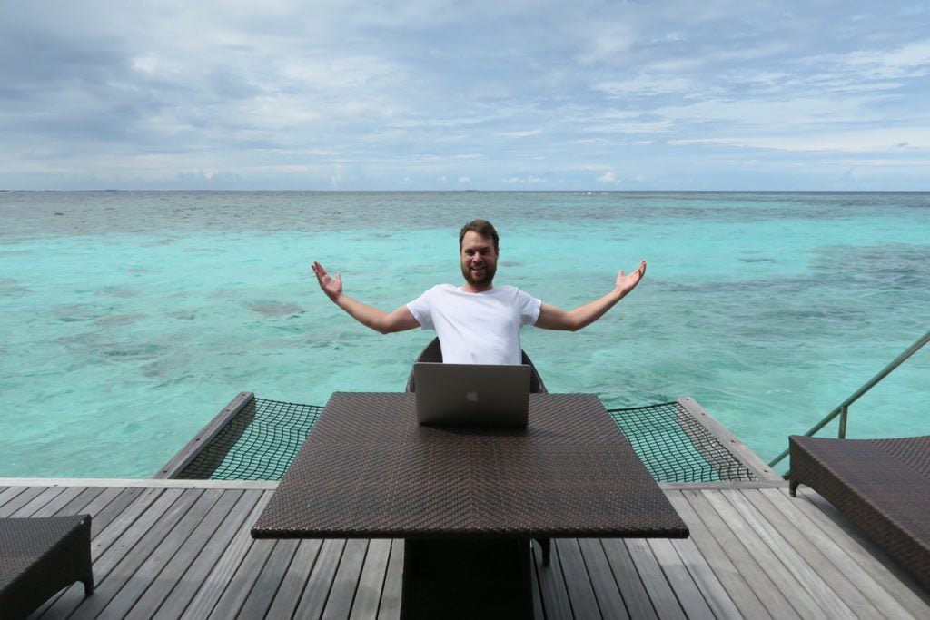 Working on my Writing portfolio in the Maldives