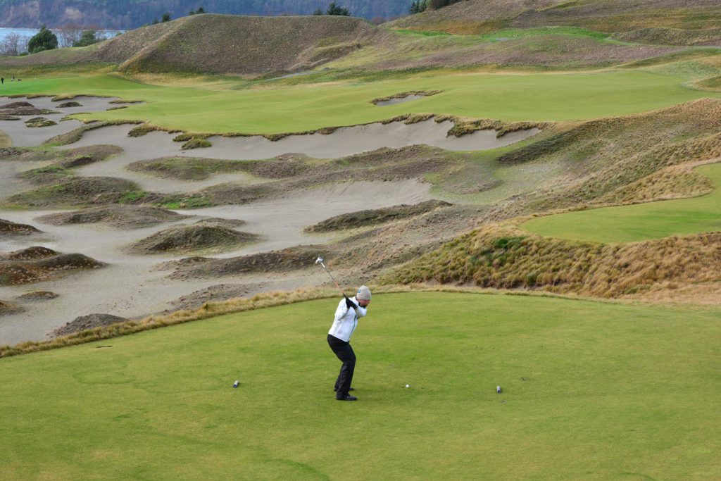 Me teeing off on the 2015 US Open course Chambers Bay last week.
