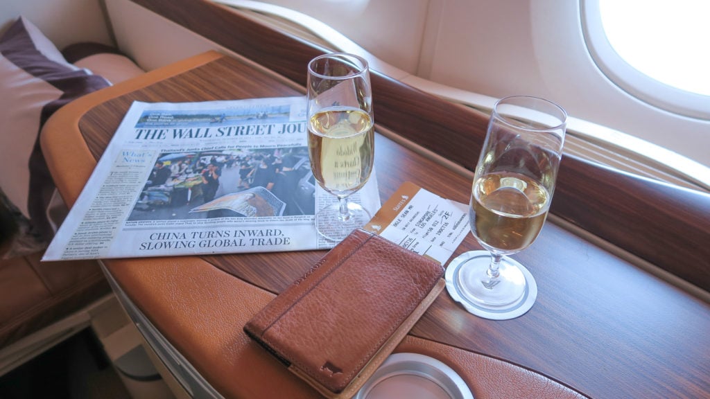 Krug and Dom Perignon onboard Singapore Suites Class