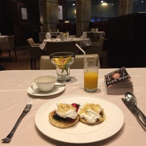 Eggs benedict in The Private Room in Singapore.