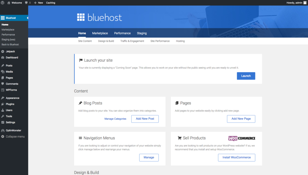 Bluehost Backend 