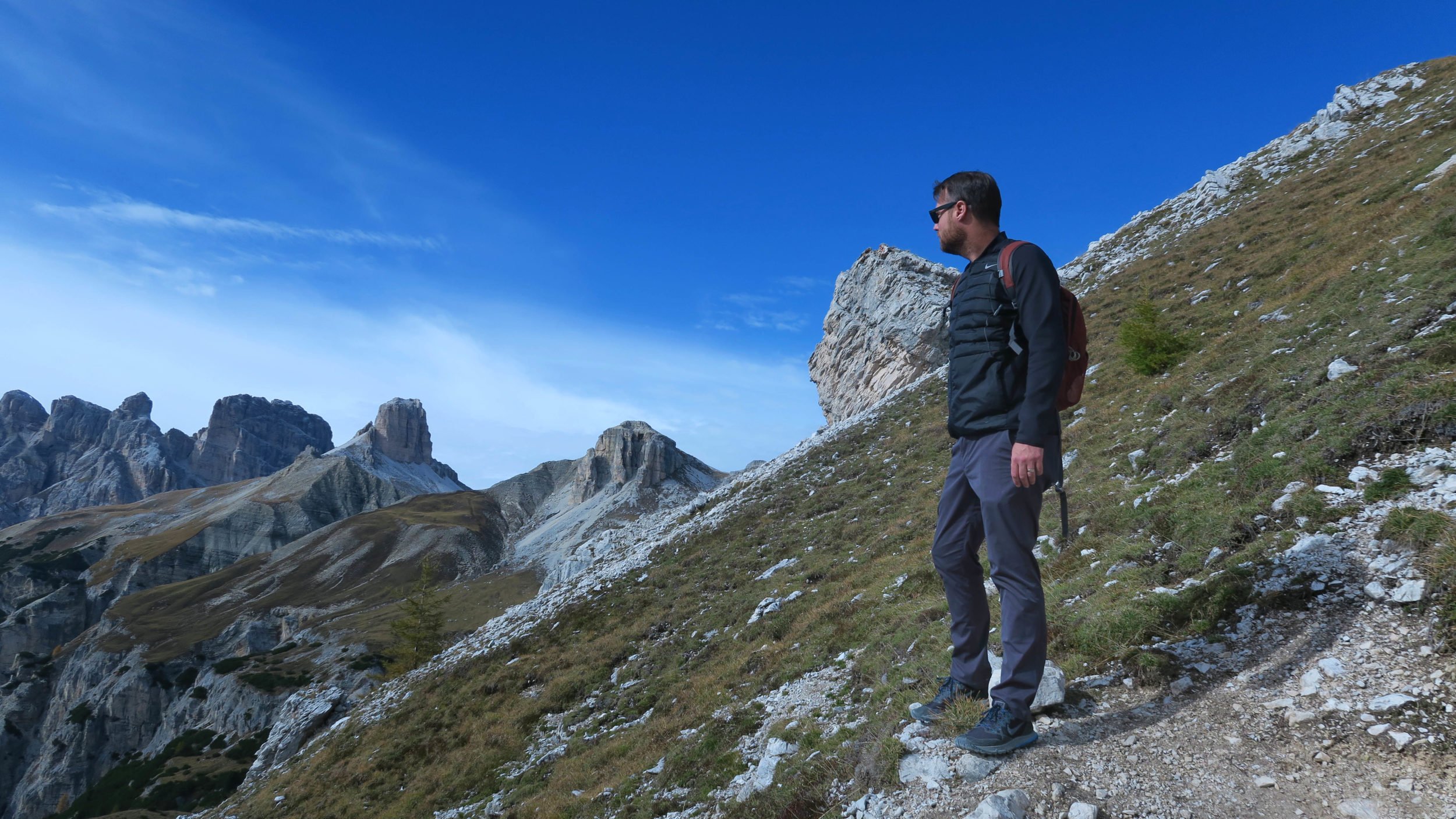 Bluffworks travel pants in the Italian Dolomites