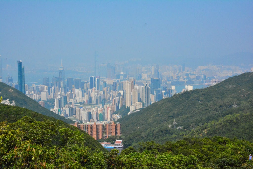 Looking back at Central Hong Kong from the start of Twin Peaks hike.