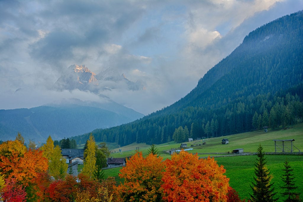 The view of the Dolomites in Sexten, Italy