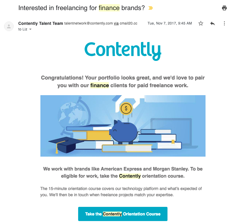 contently finance email