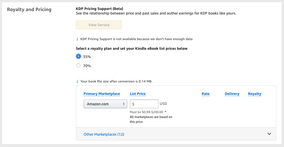 amazon kdp pricing