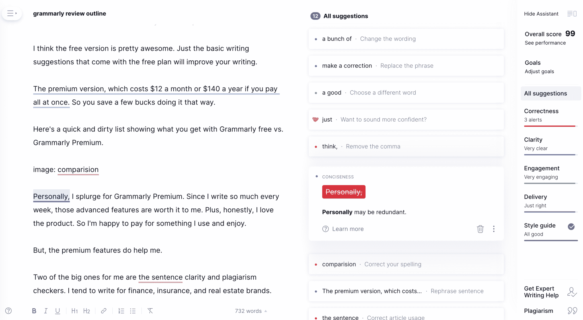 writing in grammarly