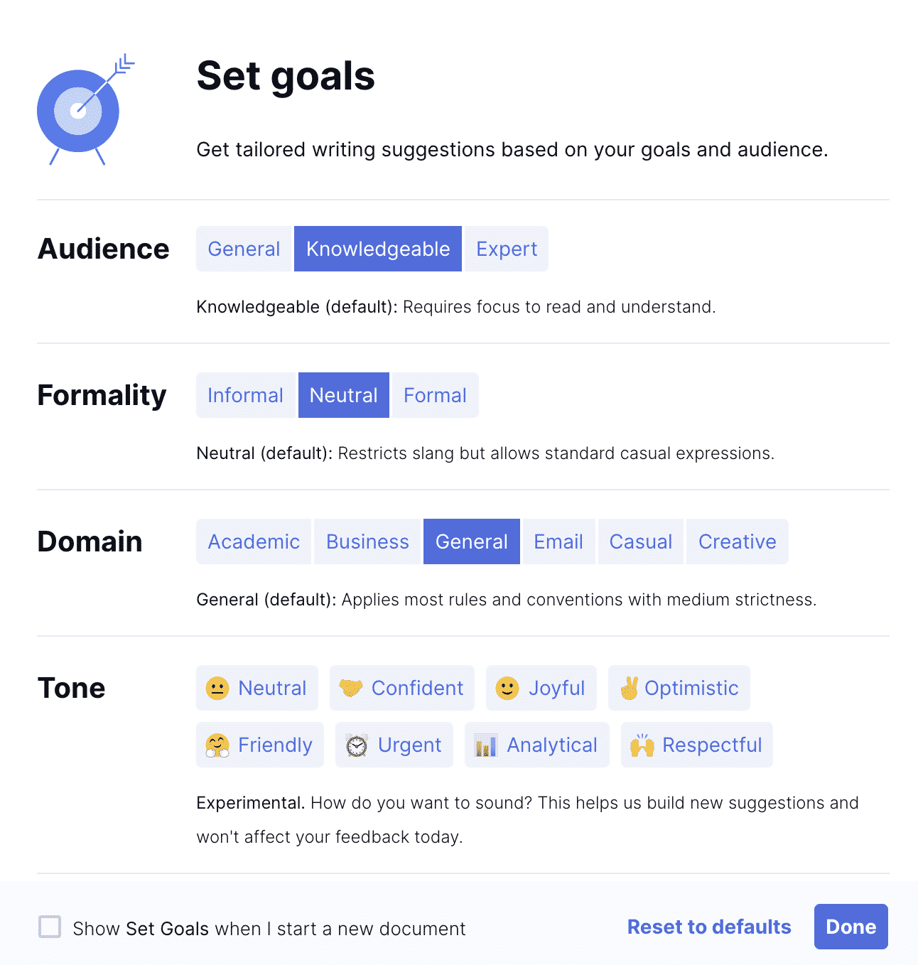 grammarly goals