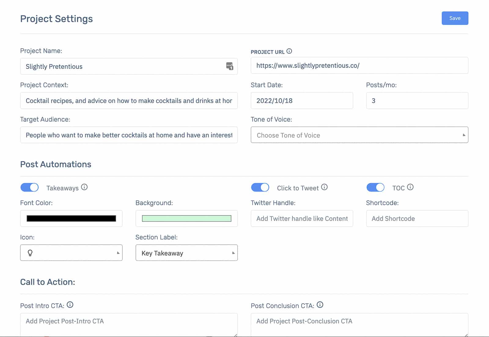 Content at Scale Page Settings