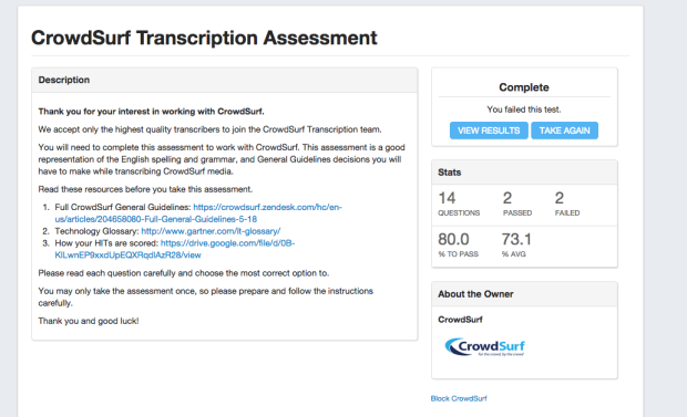 Transcription jobs - Crowdsurf