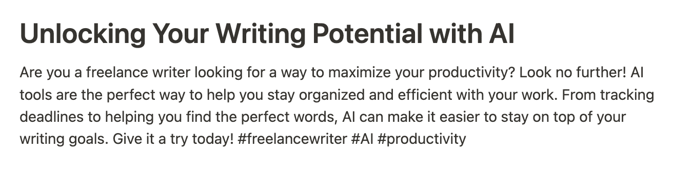 AI Writing tools social media