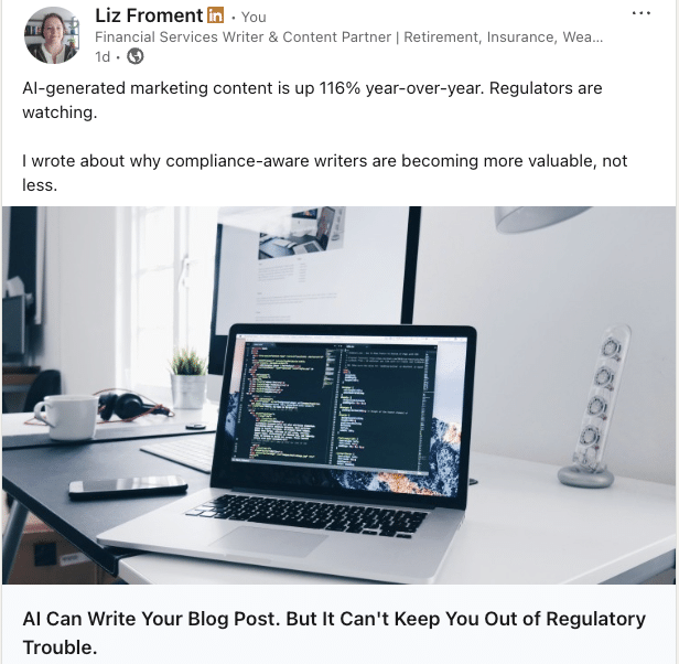 screenshot of a post on linkedin