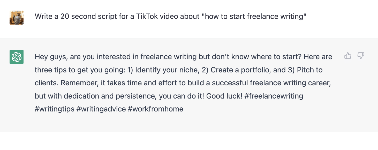 chat gpt tiktok script